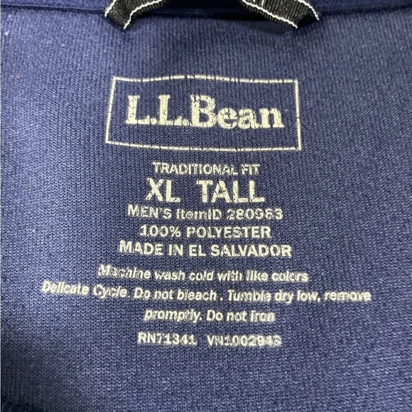 LL Bean Trail Fleece Quarter-zip Lightweight Men’s Size XL Tall In Navy Blue - Picture 2 of 4